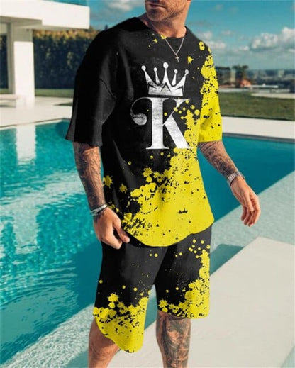 Men's Sets Summer Short Sleeve T-Shirt Suit Fashion 2 Piece Streetwear 3D Print Sports Beach Shorts Tracksuit Male Clothes