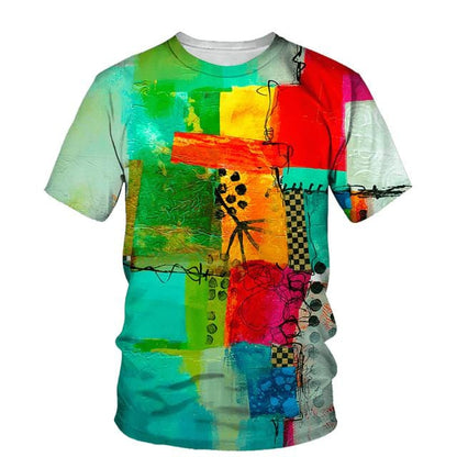 Hip Hop T Shirt Mens Graffiti Print Set Short Sleeve Summer Casual T-shirt/Shorts/Two Piece Suit  New Fashion Men's Clothing