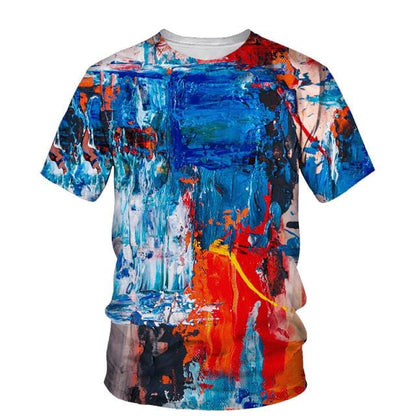Hip Hop T Shirt Mens Graffiti Print Set Short Sleeve Summer Casual T-shirt/Shorts/Two Piece Suit  New Fashion Men's Clothing
