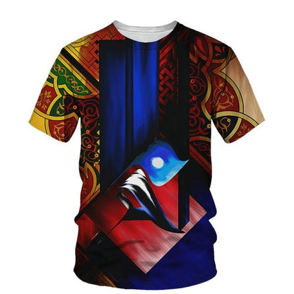 Hip Hop T Shirt Mens Graffiti Print Set Short Sleeve Summer Casual T-shirt/Shorts/Two Piece Suit  New Fashion Men's Clothing