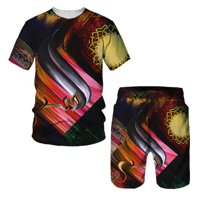 Hip Hop T Shirt Mens Graffiti Print Set Short Sleeve Summer Casual T-shirt/Shorts/Two Piece Suit 2022 New Fashion Men&#39;s Clothing