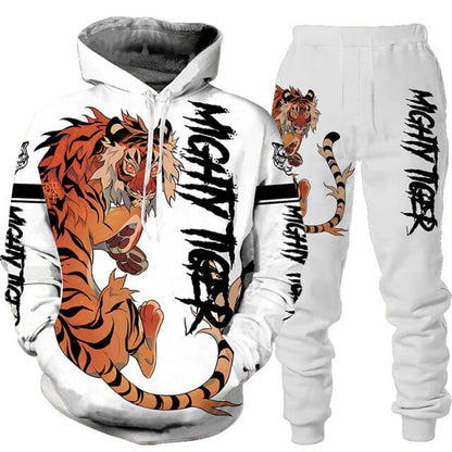 New Animal 3D Tiger Printed Hoodie + Pants Suit Spring Autumn Men's Casual Sweashirt Men/Women 2 Pcs Sportwear Tracksuit Set