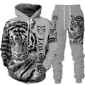 New Animal 3D Tiger Printed Hoodie + Pants Suit Spring Autumn Men's Casual Sweashirt Men/Women 2 Pcs Sportwear Tracksuit Set