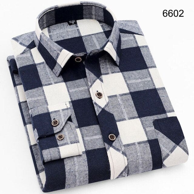 Men&#39;s Shirts New Fashion Long-sleeved Casual Shirts Spring and Autumn Turn Down Collar Flannel Classic Plaid Shirt Men Clothing