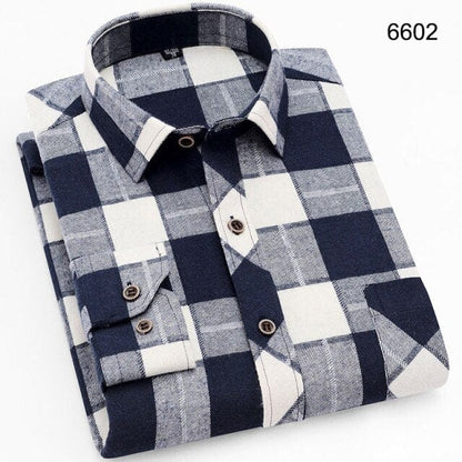 Men's Shirts New Fashion Long-sleeved Casual Shirts Spring and Autumn Turn Down Collar Flannel Classic Plaid Shirt Men Clothing