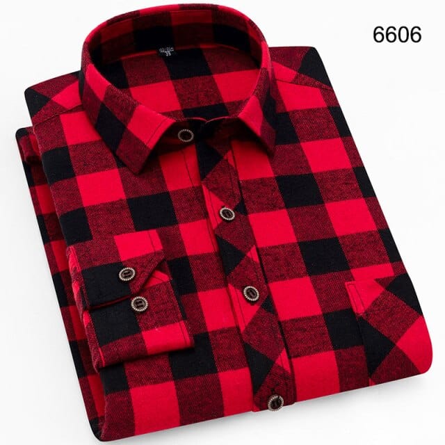 Men&#39;s Shirts New Fashion Long-sleeved Casual Shirts Spring and Autumn Turn Down Collar Flannel Classic Plaid Shirt Men Clothing