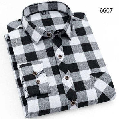 Men's Shirts New Fashion Long-sleeved Casual Shirts Spring and Autumn Turn Down Collar Flannel Classic Plaid Shirt Men Clothing