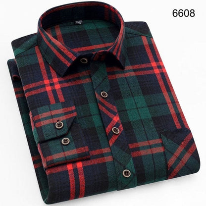 Men's Shirts New Fashion Long-sleeved Casual Shirts Spring and Autumn Turn Down Collar Flannel Classic Plaid Shirt Men Clothing