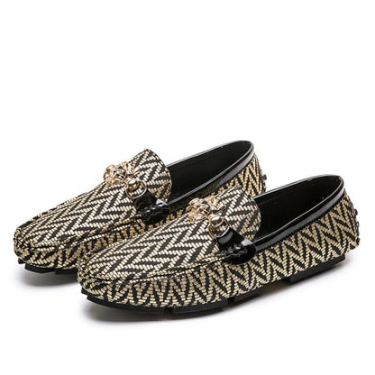 luxury brand designer silver shoes men leather loafers casual natural genuine striped big size 48