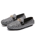 luxury brand designer silver shoes men leather loafers casual natural genuine striped big size 48