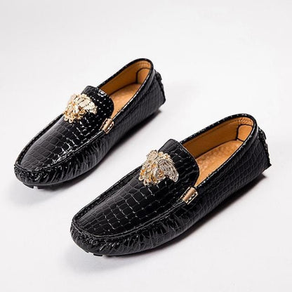 luxury brand designer silver shoes men leather loafers casual natural genuine striped big size 48