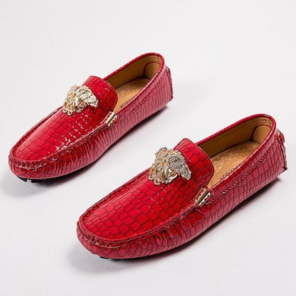 luxury brand designer silver shoes men leather loafers casual natural genuine striped big size 48