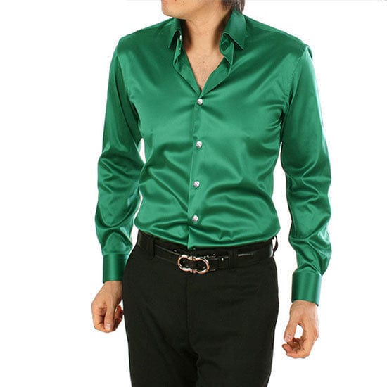 Men's Luxury Silky Shirts Long Sleeve Fashion Loose Casual Silk Like Men Dress Shirt Plus size Wedding Party Stage Clothes