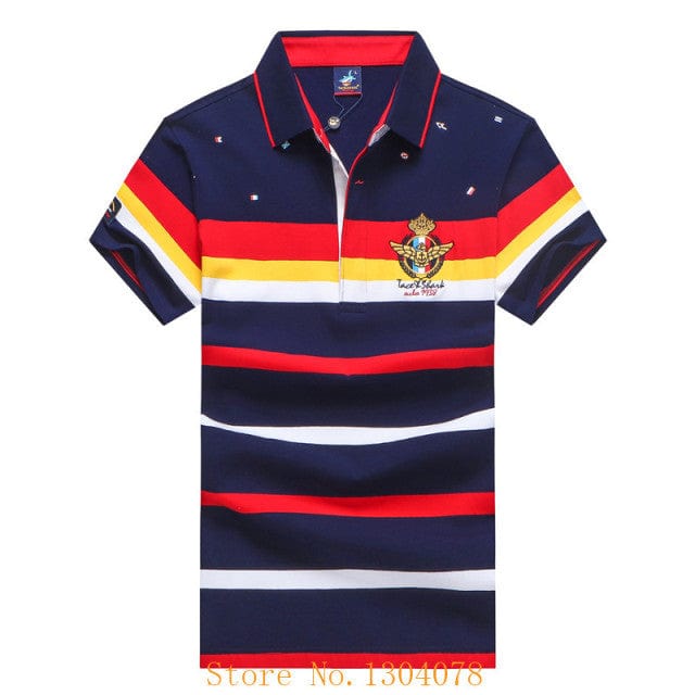 Men Clothes  Famous Brand Tace &amp; Shark polo shirt men Summer Tops Cotton Short Sleeve Striped Classic &amp; Business homme