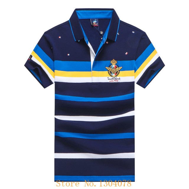 Men Clothes  Famous Brand Tace &amp; Shark polo shirt men Summer Tops Cotton Short Sleeve Striped Classic &amp; Business homme