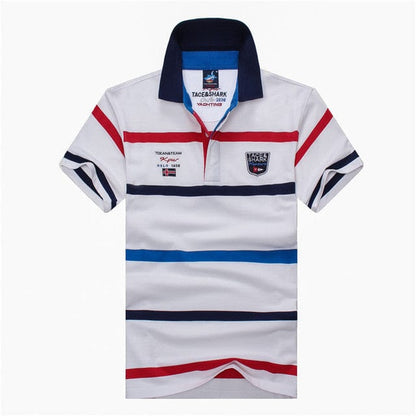 Men Clothes  Famous Brand Tace &amp; Shark polo shirt men Summer Tops Cotton Short Sleeve Striped Classic &amp; Business homme