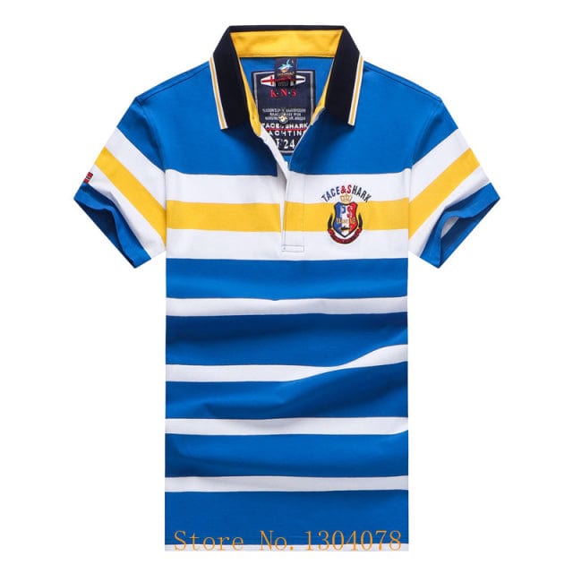 Men Clothes  Famous Brand Tace &amp; Shark polo shirt men Summer Tops Cotton Short Sleeve Striped Classic &amp; Business homme