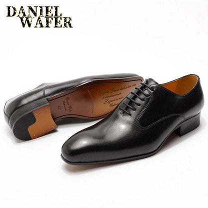 LUXURY BRAND OXFORD LEATHER SHOES BLACK BROWN HAND-POLISHED LACE UP POINTED TOE MEN'S DRESS WEDDING OFFICE BUSINESS FORMAL SHOES