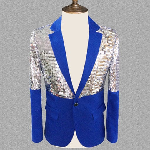Mens One Button Patchwork Sequin Glitter Suit Jacket 2019 Brand New Nightclub DJ Prom Blazer Male Wedding Groom Stage Costumes