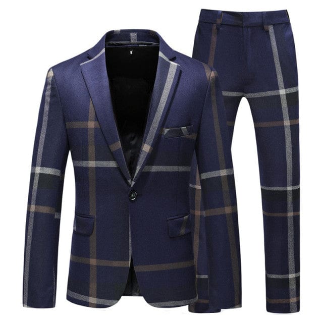 Jacket Vest Pants 2022 High Quality Men Suits Fashion Grid Men Slim Fit Business Groom Wedding Plaid Blazers Coat 3 Pieces Sets