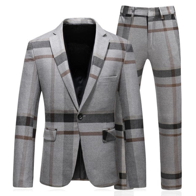 Jacket Vest Pants 2022 High Quality Men Suits Fashion Grid Men Slim Fit Business Groom Wedding Plaid Blazers Coat 3 Pieces Sets