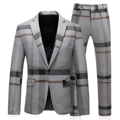 Jacket Vest Pants  High Quality Men Suits Fashion Grid Men Slim Fit Business Groom Wedding Plaid Blazers Coat 3 Pieces Sets