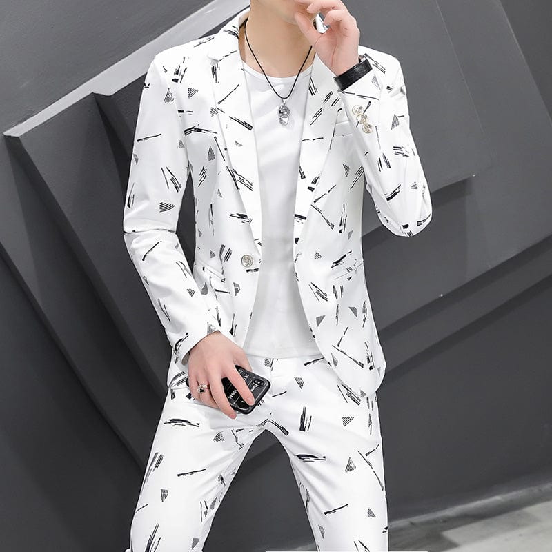 2022 Spring New Men&#39;s Small Suit Korean Slim Webbing Trend Hair Stylist Social Boy Wedding Support Person S-3XL