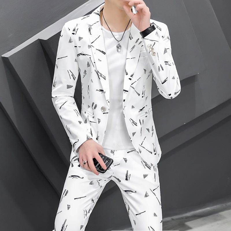 Spring New Men's Small Suit Korean Slim Webbing Trend Hair Stylist Social Boy Wedding Support Person S-3XL