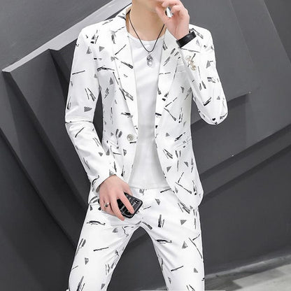 Spring New Men's Small Suit Korean Slim Webbing Trend Hair Stylist Social Boy Wedding Support Person S-3XL