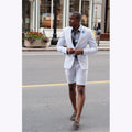 Latest Coat Pant Designs White Wedding Suits For Men Short Pant Formal Slim Fit Summer Groom Beach Custom Best Man Blazer