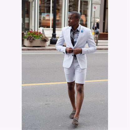 Latest Coat Pant Designs White Wedding Suits For Men Short Pant Formal Slim Fit Summer Groom Beach Custom Best Man Blazer
