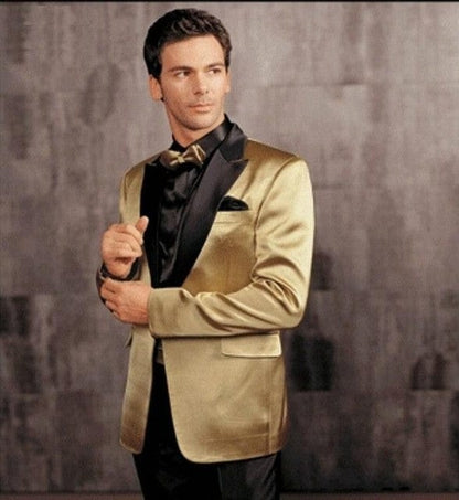 Newest Groomsmen Shiny Silver Grey Groom Tuxedos Peak Lapel Men Suits Wedding/Prom Best Man Blazer ( Jacket+Pants+Tie )