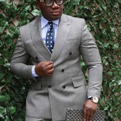 Newest Groomsmen Shiny Silver Grey Groom Tuxedos Peak Lapel Men Suits Wedding/Prom Best Man Blazer ( Jacket+Pants+Tie )