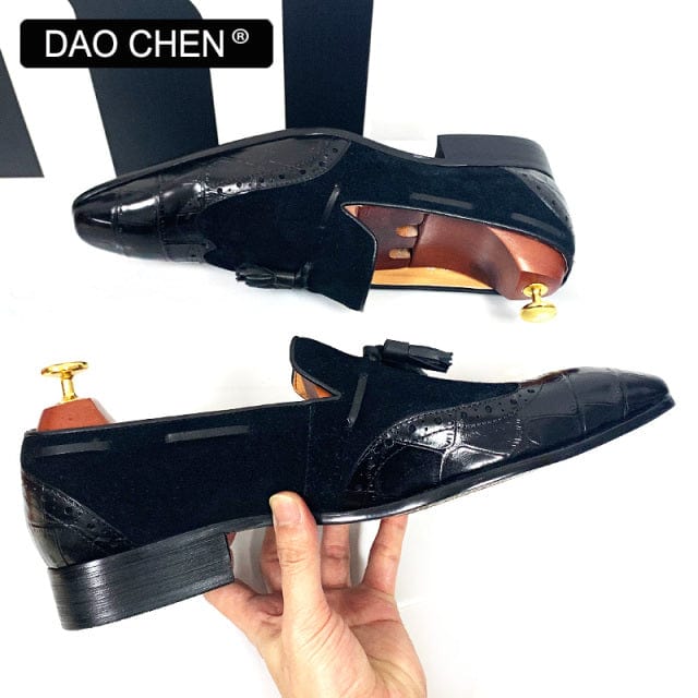 ITALIAN MEN CASUAL SHOES BLACK BROWN MIXED COLORS WINGTIP LUXURY MAN DRESS SHOES WEDDING OFFICE GENUINE LEATHER LOAFERS FOR MEN