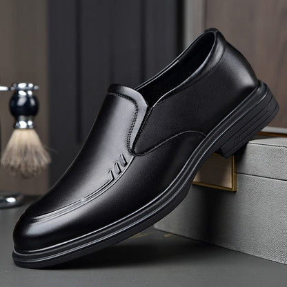 Men's Leather New Business Casual Fashion Shoes, Versatile Soft Soles, One Step On Middle-Aged And Elderly Driving Men's Shoes