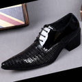 Trendy New Fashion Men's Leather Breathable Business Casual Leather Shoes Pointed Toe Retro Crocodile Pattern Leather Shoes