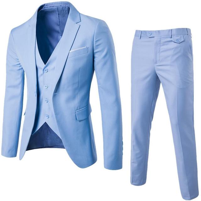 Costume pentru bărbați, 3 bucăți, elegante, negre, cu pantaloni, marca slim fit, cu un singur buton, pentru petrecere, rochie formală de afaceri.