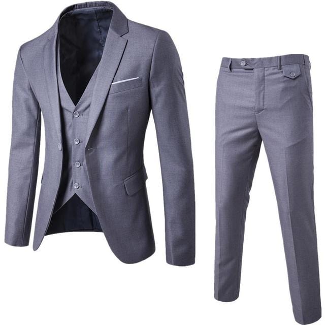 Costume pentru bărbați, 3 bucăți, elegante, negre, cu pantaloni, marca slim fit, cu un singur buton, pentru petrecere, rochie formală de afaceri.