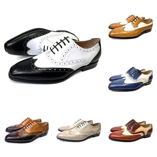 Design italian, din piele naturală, pentru bărbați, pantofi brogue cu vârful aripii de nuntă, pantofi formali cu șireturi, pentru petrecere, birou, maro, Oxford