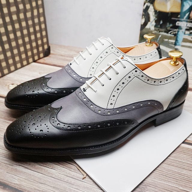 Italian Design Genuine Leather Mens Wedding Wingtip Brogue Shoes Lace Up Formal Dress Shoes Party Office Brown Oxford