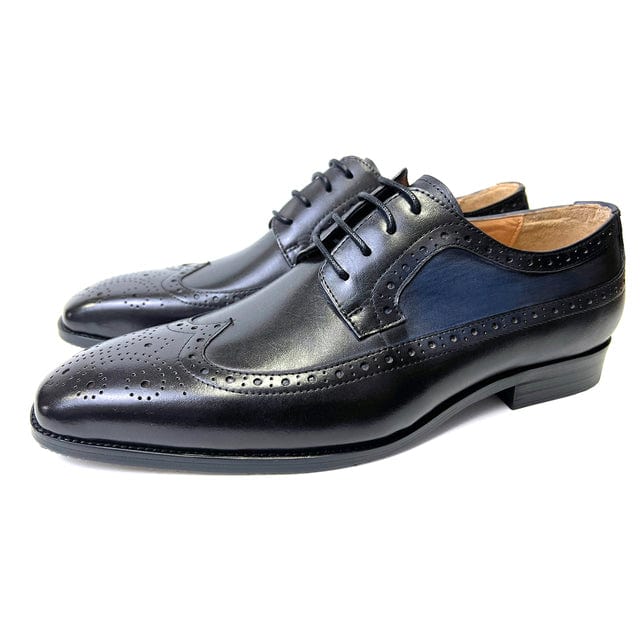 Italian Design Genuine Leather Mens Wedding Wingtip Brogue Shoes Lace Up Formal Dress Shoes Party Office Brown Oxford