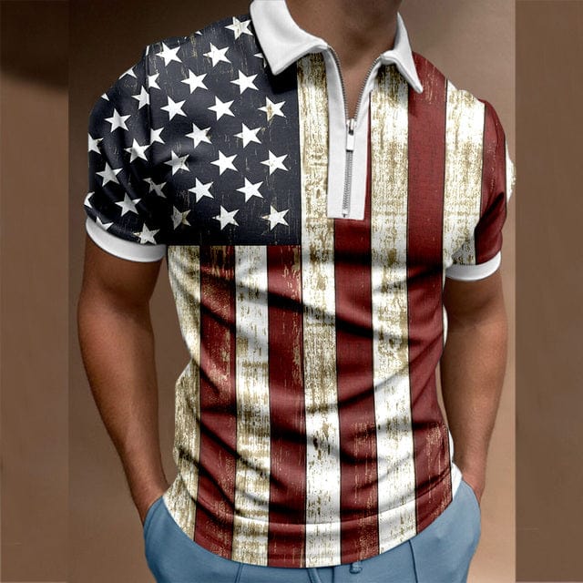 2022 Summer Chic Plaid stripe Casual Mens Short Sleeve Polo Shirts Patchwork Turn-down Collar Zipper Design Men Street clothes