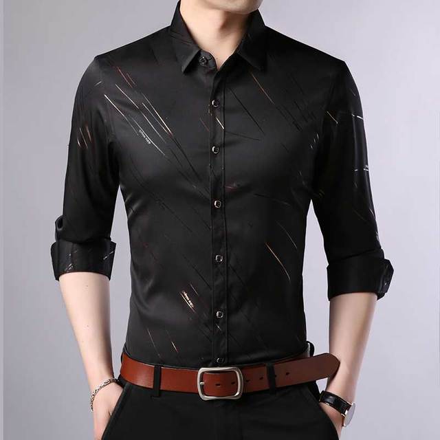 Brand Fashions Casual Slim Fit Long Sleeve Men Shirt Social Streetwear Clothes Striped Shirts Mens Dress High Quality 861