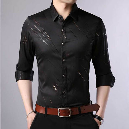 Brand Fashions Casual Slim Fit Long Sleeve Men Shirt Social Streetwear Clothes Striped Shirts Mens Dress High Quality 861