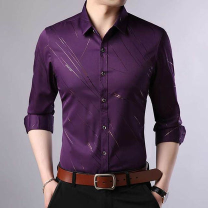 Brand Fashions Casual Slim Fit Long Sleeve Men Shirt Social Streetwear Clothes Striped Shirts Mens Dress High Quality 861