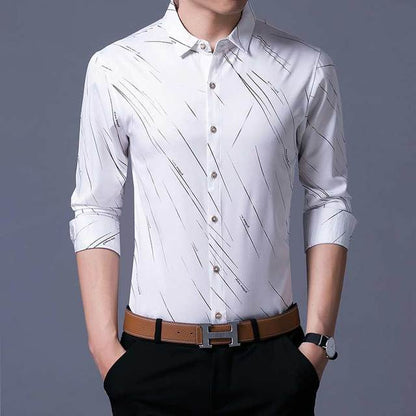 Brand Fashions Casual Slim Fit Long Sleeve Men Shirt Social Streetwear Clothes Striped Shirts Mens Dress High Quality 861