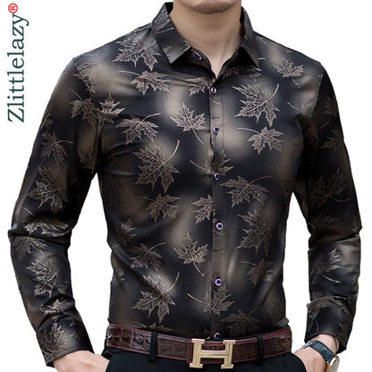 New Social Long Sleeve Maple Leaf Designer Shirts Men Slim Fit Vintage Fashions Men's Shirt Man Dress Jersey Clothing 36565