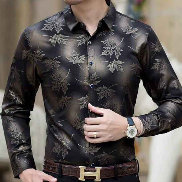 New Social Long Sleeve Maple Leaf Designer Shirts Men Slim Fit Vintage Fashions Men's Shirt Man Dress Jersey Clothing 36565