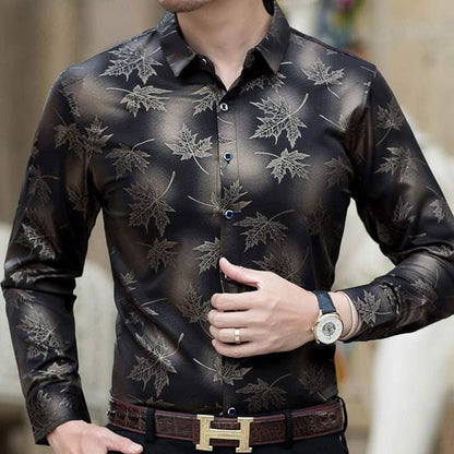New Social Long Sleeve Maple Leaf Designer Shirts Men Slim Fit Vintage Fashions Men's Shirt Man Dress Jersey Clothing 36565