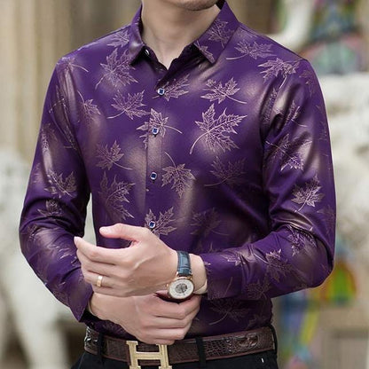 New Social Long Sleeve Maple Leaf Designer Shirts Men Slim Fit Vintage Fashions Men's Shirt Man Dress Jersey Clothing 36565
